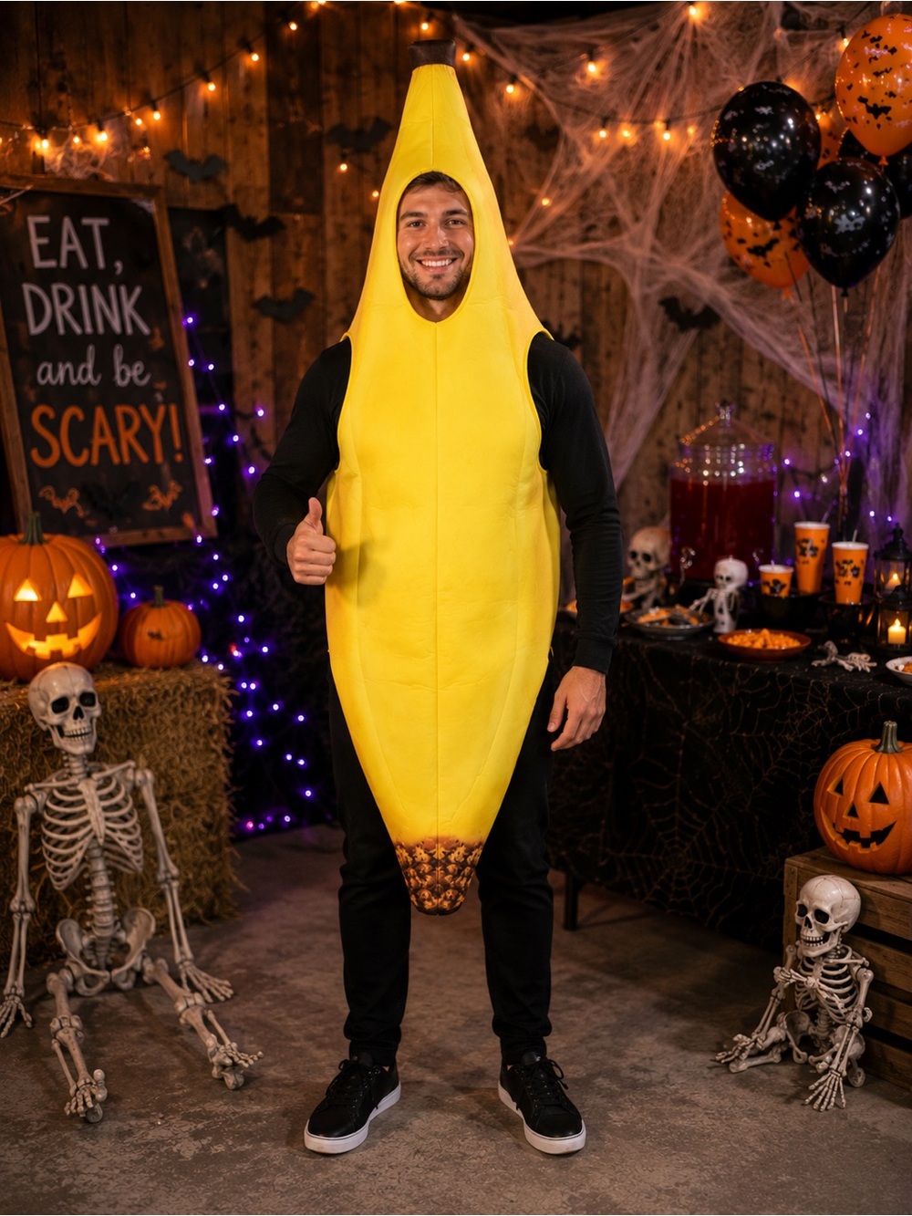 Spirit Halloween Adult Banana 3D Foam Costume S/M Funny Food Halloween